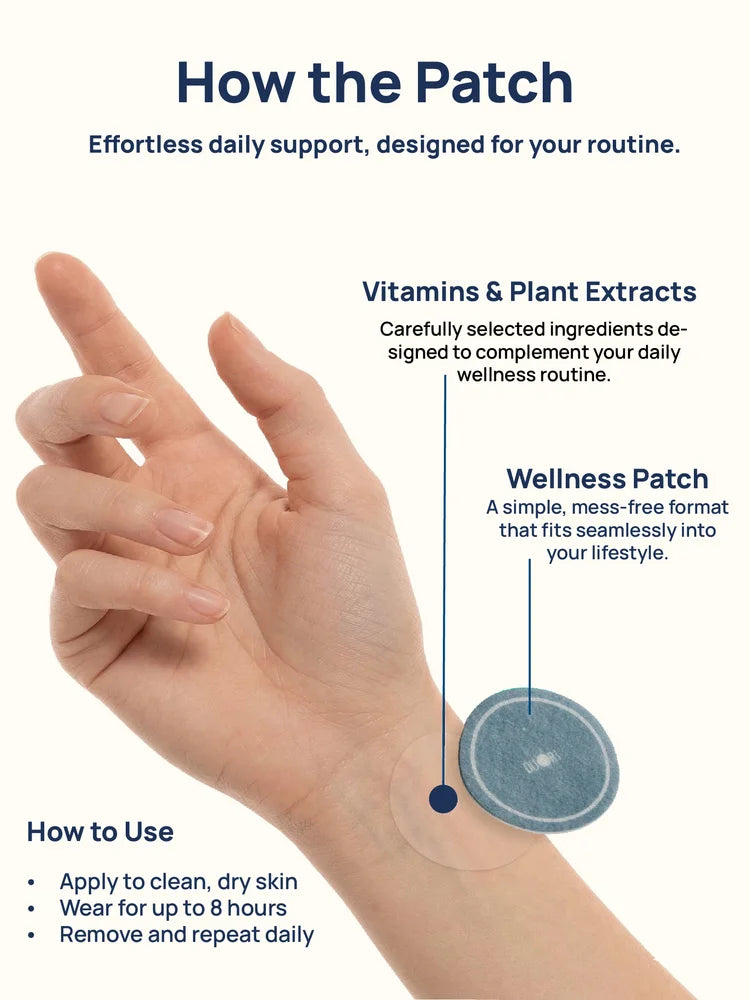 nad plus patch applied on skin showing transdermal delivery and how to use for daily energy and vitality support
